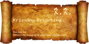 Krizsány Krisztina névjegykártya
